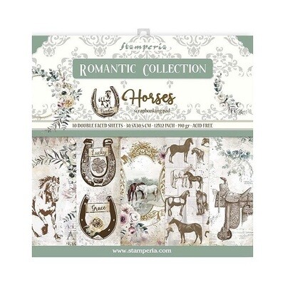 Stamperia - Romantic Collection - Horses - 12" x 12" Papers - 10 sheets - SBBL90