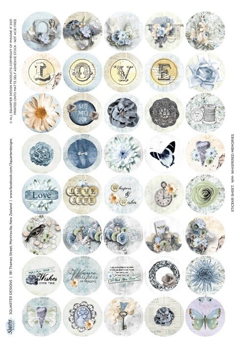 3 Quarter Designs - Whispered Memories - Stickers - A4 Sheet