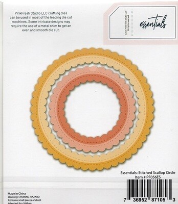 PinkFresh Studio - Essentials Collection - Die Set - Stitched Scallop Circles - PF056ES