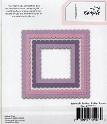 PinkFresh Studio - Essentials Collection - Die Set - Stitched Scallop Square - PF057ES