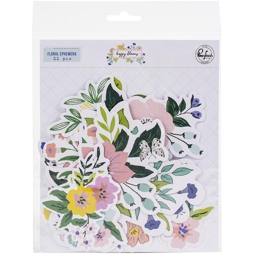 PinkFresh Studio - Happy Blooms - Floral - Ephemera Pack - 117321 - 22 pcs