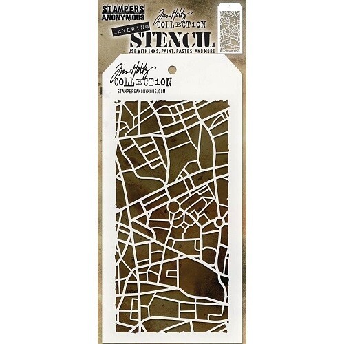 Tim Holtz - Stampers Anonymous - Layering Stencil - Metropolis - 4.125" x 8.5" - THS156