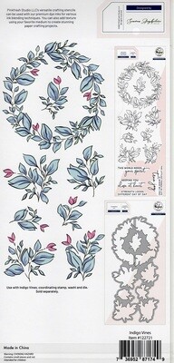 PinkFresh Studio - Indigo Vines - Layered Stencil - Slimline - 4" x 9" - PF122721 - 4 pcs
