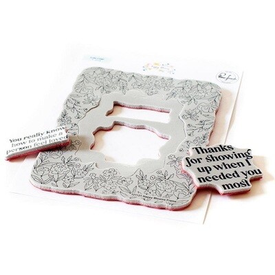 PinkFresh Studio - Cling Rubber Stamp - Happy Blooms Frame - 121121