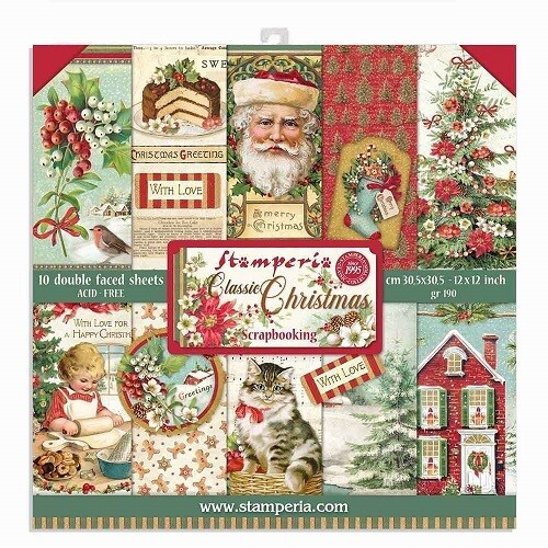 Stamperia - Classic Christmas Collection - 12" x 12" Papers - SBBL74