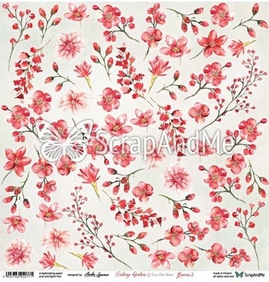 ScrapAndMe - Vintage Garden Flowers 1 - Fussy Cutting 12 x 12 Sheet