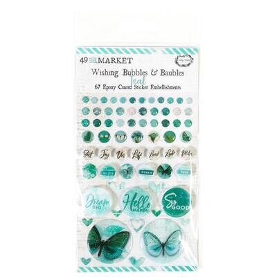 49 & Market - Vintage Artistry - Wishing Bubbles & Baubles - In Teal - VAC35038 - 67 Pcs
