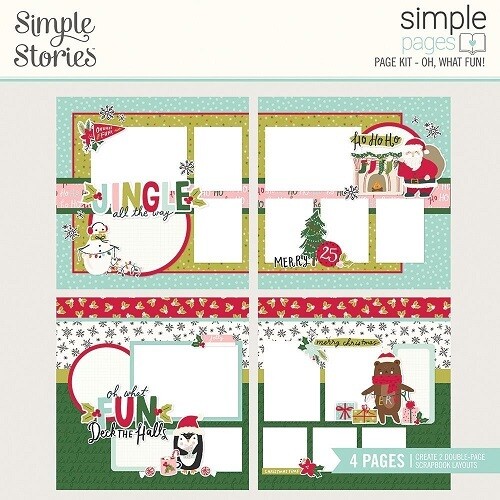 Simple Stories - Simple Pages Page Kit - Oh, What Fun - Holly Days Collection  - HOL16128 - 4 Page Layout Kit
