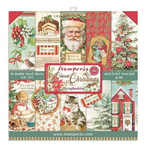 Stamperia - Classic Christmas - 6" x 6" - Scrap Pad - 10 pack - SBBXS06