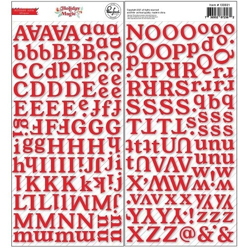PinkFresh Studio - Chipboard Alphabet Stickers - Holiday Magic - Christmas Red - 130821 - 204 pcs