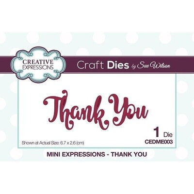 Creative Expressions - Craft Dies By Sue Wilson - Thank You - CEDME003