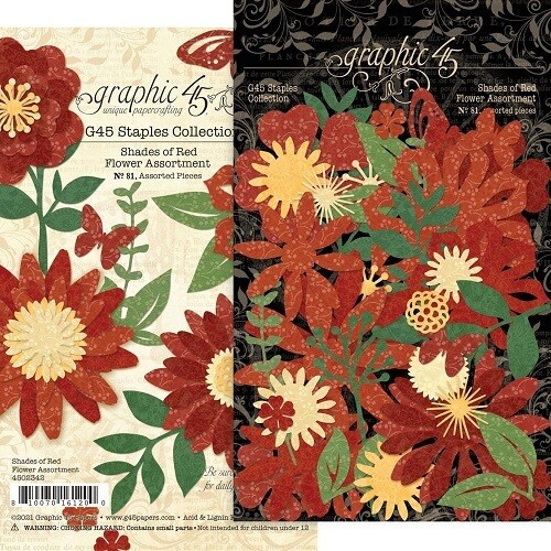 Graphic 45 - Paper Flowers - Shades of Red- G4502342 - 81pcs