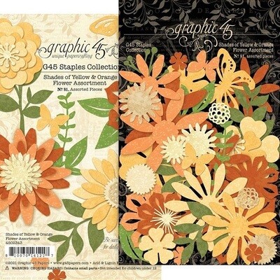 Graphic 45 - Paper Flowers - Shades of Yellow & Orange - G4502343 - 81pcs