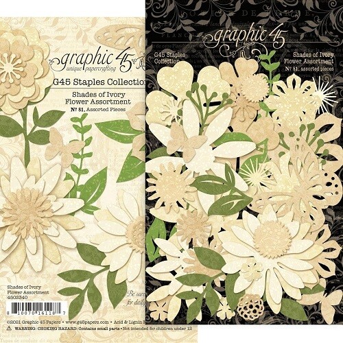Graphic 45 - Paper Flowers - Shades of Ivory - G4502340 - 81pcs
