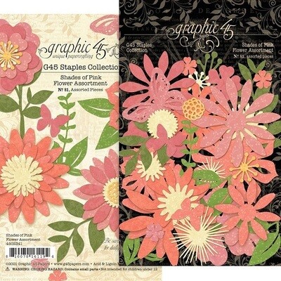 Graphic 45 - Paper Flowers - Shades of Pink - G4502341 - 81pcs