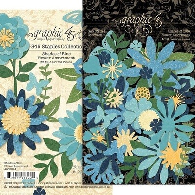 Graphic 45 - Paper Flowers - Shades of Blue - G4502344 - 81pcs
