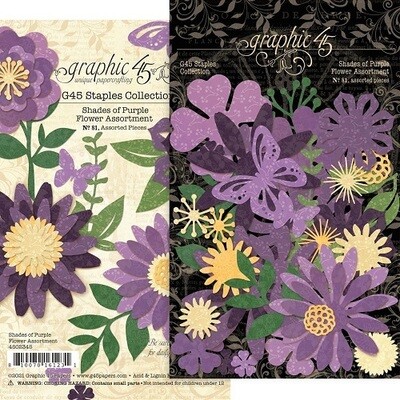 Graphic 45 - Paper Flowers - Shades of Purple - G4502345 - 81pcs