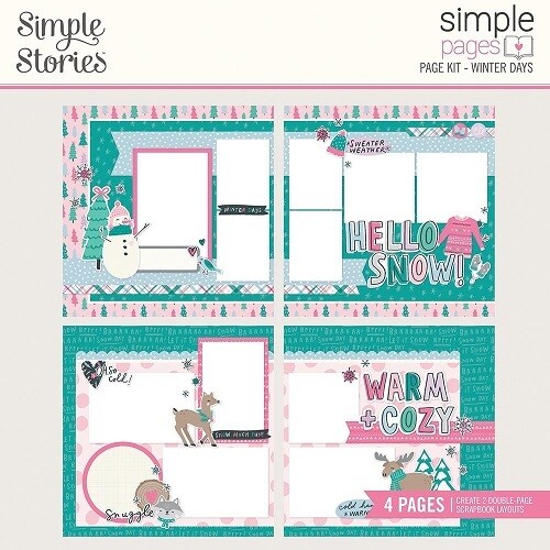 Simple Stories - Simple Pages Layout Kit - Winter Days - Feeling Frosty Collection - FEE16626 - 4 Pages