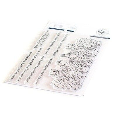 PinkFresh Studio - Clear Stamp - Charming Floral Border - 6" x 8" - 134621