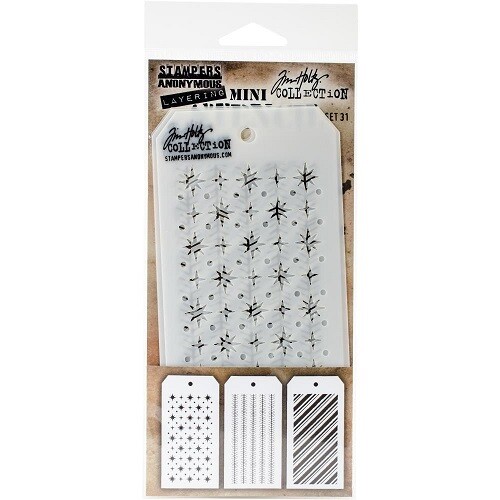Tim Holtz - Stampers Anonymous - Mini - Layering Stencil -   Set #31 - MTS031 - 3 pcs 