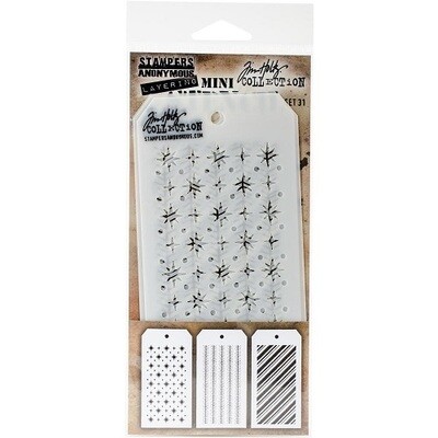 Tim Holtz -Stampers Anonymous - Layering Mini Stencil - Set #31 - 3 pck - THMST030