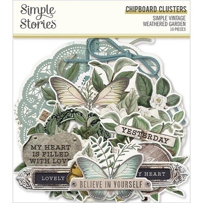Simple Stories - WG16725 - Simple Vintage Weathered Garden - Chipboard Clusters - 10pcs