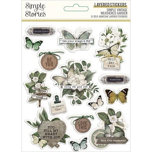 Simple Stories - Simple Vintage - Weathered Garden Collection - Layered Stickers - WG16727 - 15pcs
