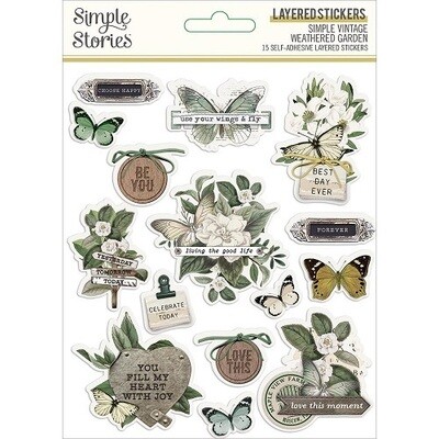 Simple Stories - WG16727 - Simple Vintage Weathered Garden - Layered Stickers - 15pcs