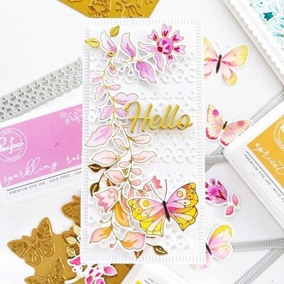 PinkFresh Studio - Essentials Collection - Die Set-  Blanket Stitched Slimline &amp; Mini Rectangle - PF076ES - 2 pcs