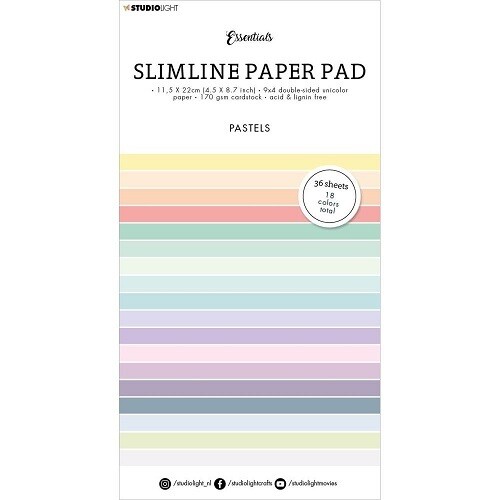 Studio Light Essentials - Slimline Paper Pad - Pastels  - 36 pages - SLESPP32