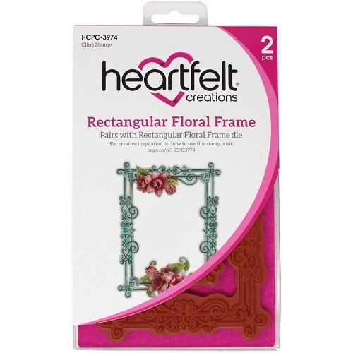 Heartfelt Creations - Cling Rubber Stamp - Rectangle Floral Frame - HCPC3974