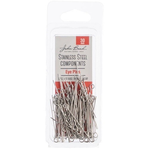 John Bead - Clamshell Pins - Stainless Steel - 30mm - 100 pk