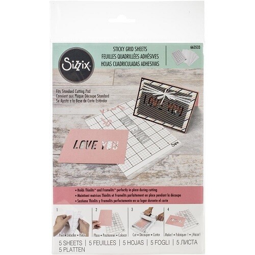Sizzix - Sticky Grid Sheets - 6&quot; x 8.5&quot; - 5sheets - 663533