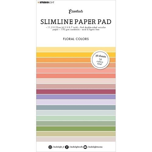 Studio Light Essentials - Slimline Paper Pad - Floral Colour- 36 pages - SLESPP33