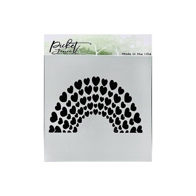 Picket Fence Studios - Stencil - Rainbow of Hearts - A2 - 6&quot; x 6&quot; - SC-270
