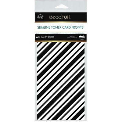 iCraft - Deco Foil - Toner Card Fronts - Slimline - Candy Stripes - 4" x 9" - DF5580 - 6pcs
