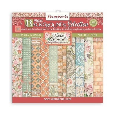 Stamperia - Casa Granada Background Collection -  12" x 12" Papers - 10 pack - SBBL108