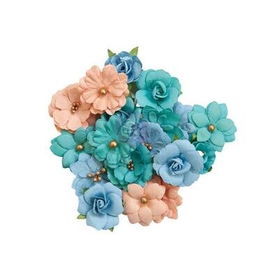 Prima Marketing - Mulberry Paper Flowers - Painted Floral Collection - Mixed Colours - 658571 - 18 pcs