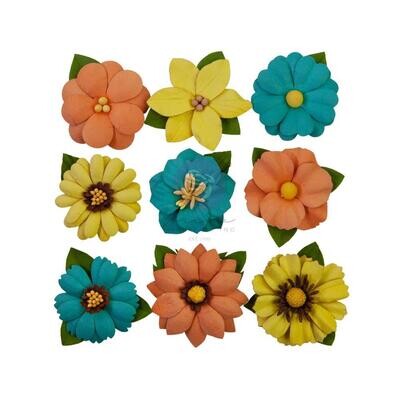 Prima Marketing - Mulberry Paper Flowers - Majestic Collection - Shining - 658458 - 9 pcs