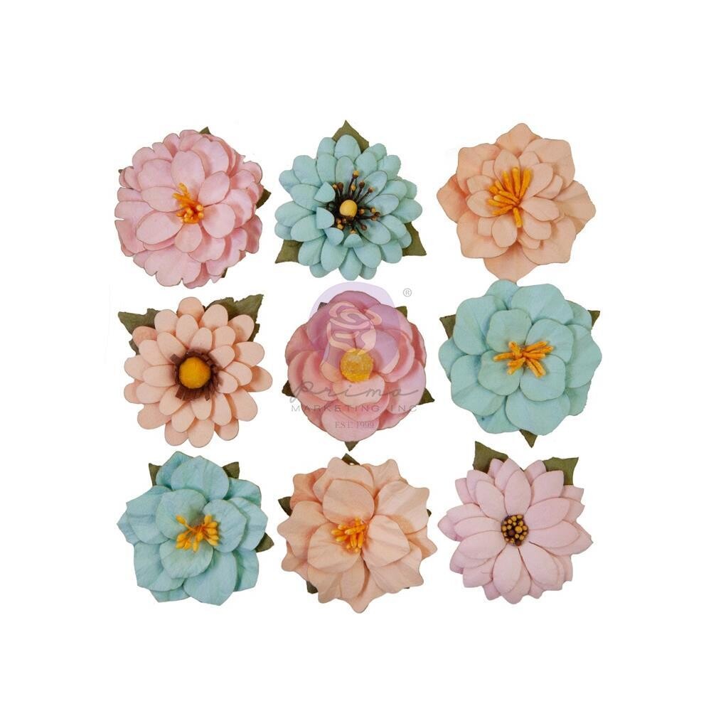 Prima Marketing - Mulberry Paper Flowers - Peach Tea Collection - Tea Lover - 658663 - 9 pcs