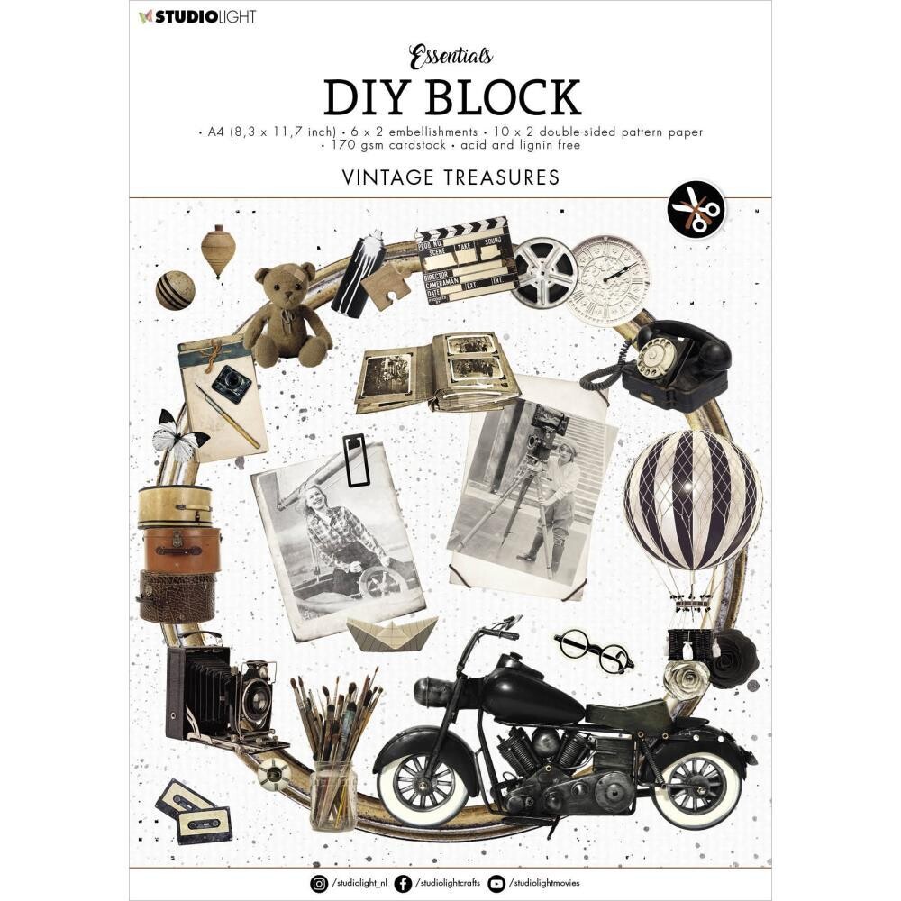 Studio Light  - Essentials - DIY Block - Vintage Treasures - NR.19 - A4