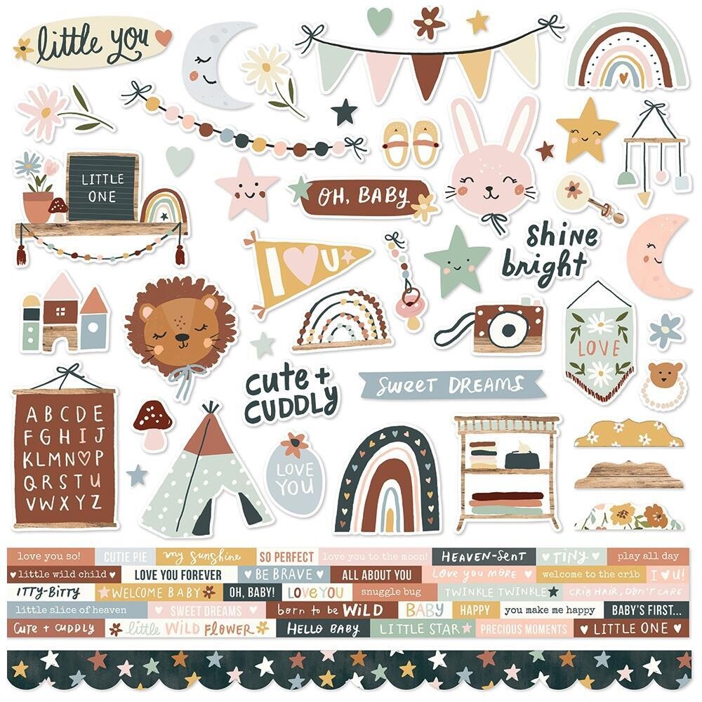 Simple Stories - Boho Baby Collection - 12 x 12 Cardstock Sticker Sheet - BHO17501