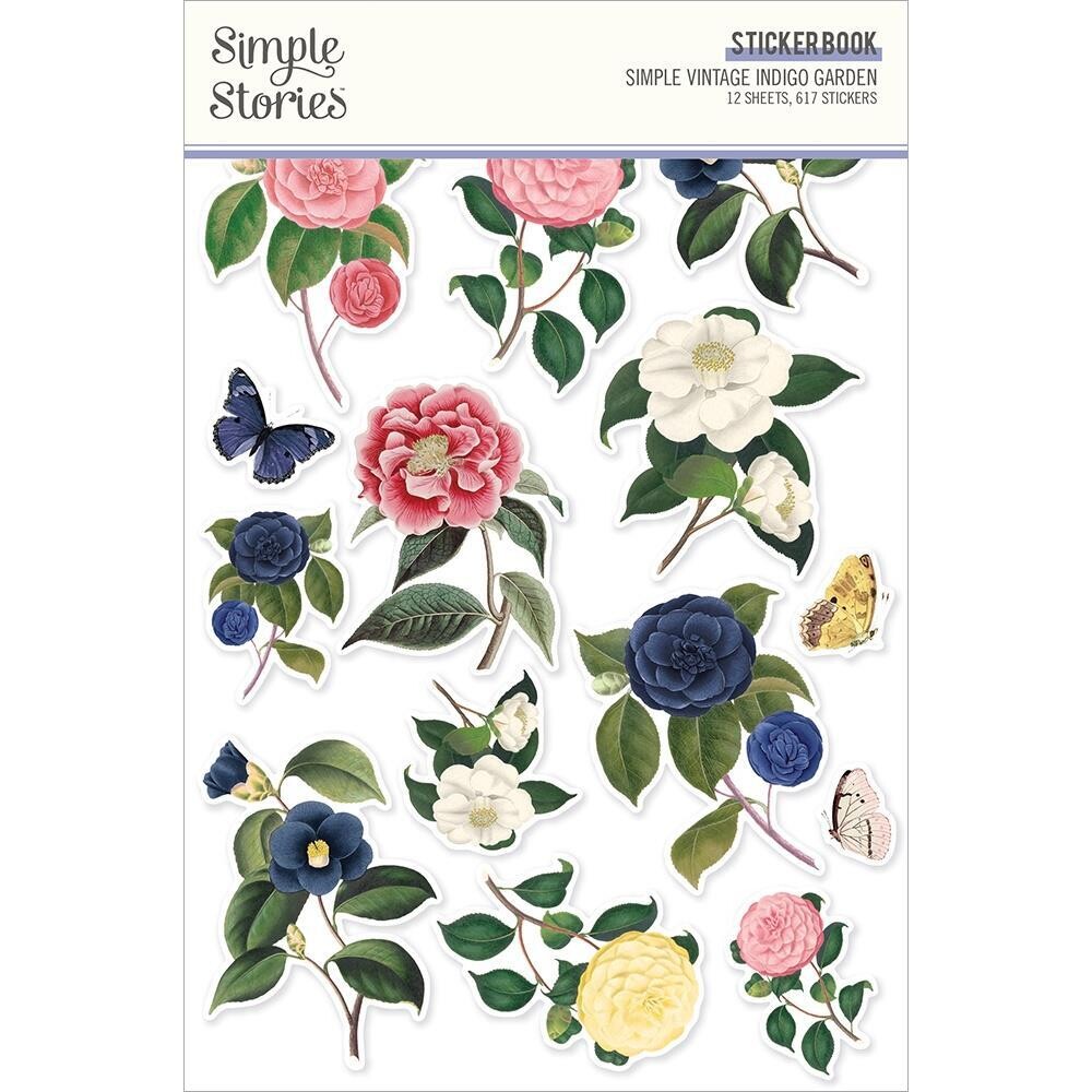 Simple Stories - Simple Vintage Indigo Garden Collection - Garden Sticker Book - 617 pieces -  VIG17124