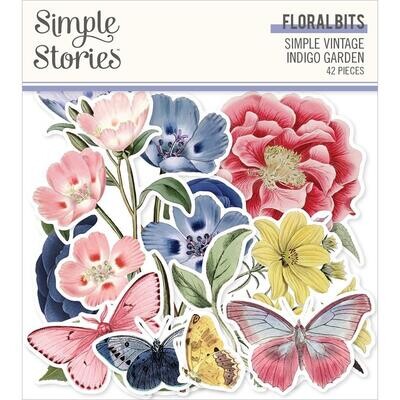 Simple Stories - Simple Vintage Indigo Garden Collection - Ephemera Bits & Pieces - Floral - VIG17123