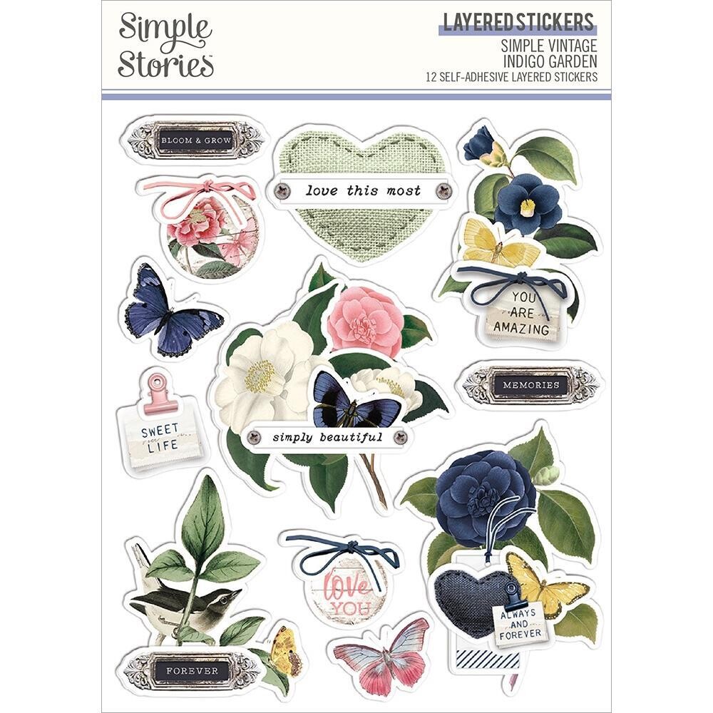 Simple Stories - Simple Vintage Indigo Garden Collection - Layered Stickers - VIG17128