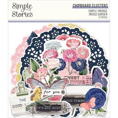 Simple Stories - Simple Vintage Indigo Garden Collection - Chipboard Clusters - VIG17126 - 1 pieces