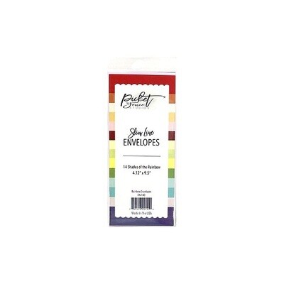 Picket Fence Studios - Slimline Envelopes - Rainbow - 4.25" x 9.5"- 14 Pack - EN-100