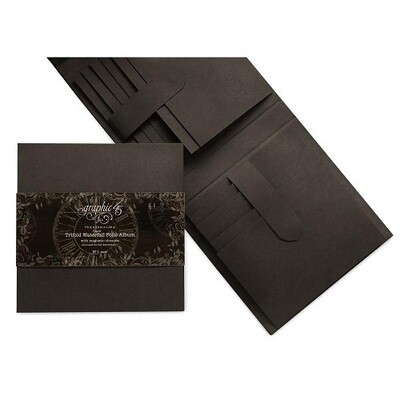 Graphic 45 - Staples Mini Album - Trifold Waterfall Folio - Black - G4502383