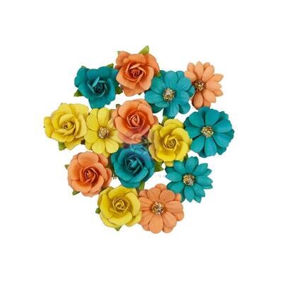 Prima Marketing - Mulberry Paper Flowers - Painted Collection - Stronger - 658434 - 14 pcs