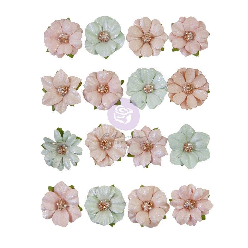 Prima Marketing - Mulberry Paper Flowers - Miel Collection - Sweet Lights - 658748 - 16 pcs